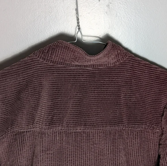 Chadwicks Women’s Dark Brown Corduroy Mandarin Collar Button Down Shirt Shacket - Picture 12 of 15